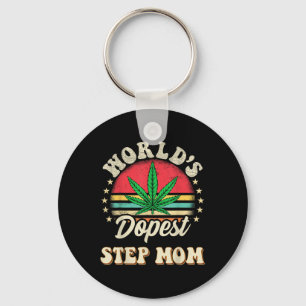 Funny Weed Mom Vintage Sunset Worlds St Step Mom Keychain