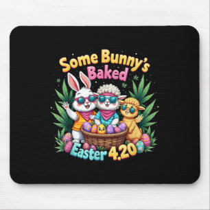 Funny Weed Smoking Rabbit Day Easter Bunny Mouse Pad