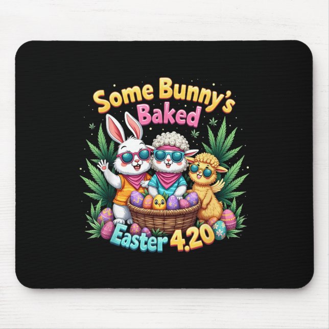 Funny Weed Smoking Rabbit Day Easter Bunny  Mouse Pad (Front)