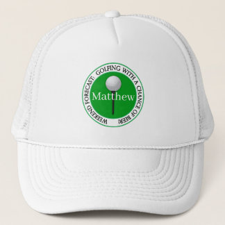 Funny Weekend Forecast Golf Ball Baseball  Trucker Hat