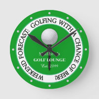 Funny Weekend Golf Lounge / Bar Wall Clock