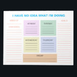 Funny Weekly Colourful Organizational Planner Notepad<br><div class="desc">Funny Weekly Colourful Organizational Planner Notepad</div>