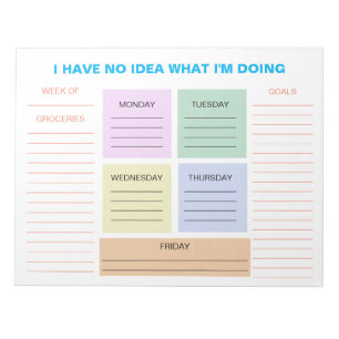 Funny Weekly Colourful Organizational Planner Notepad