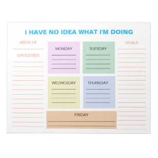 Funny Weekly Colourful Organizational Planner Notepad