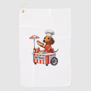 Funny Weenie Dachshund Dog Sausage Hotdog Sandwich Golf Towel