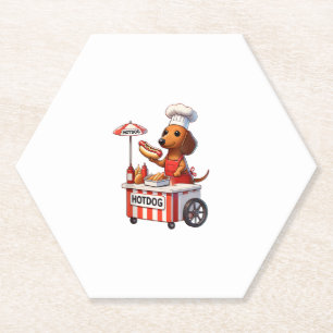 Funny Weenie Dachshund Dog Sausage Hotdog Sandwich Paper Coaster