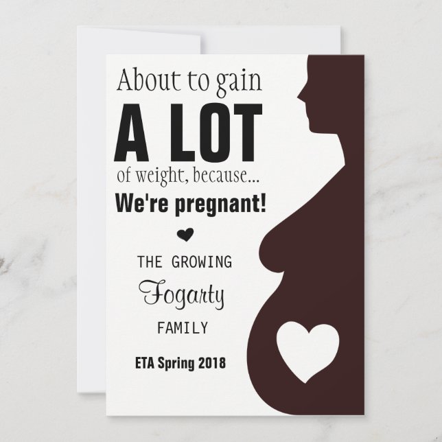 Funny Weight Gain Pregnancy Announcement (Front)