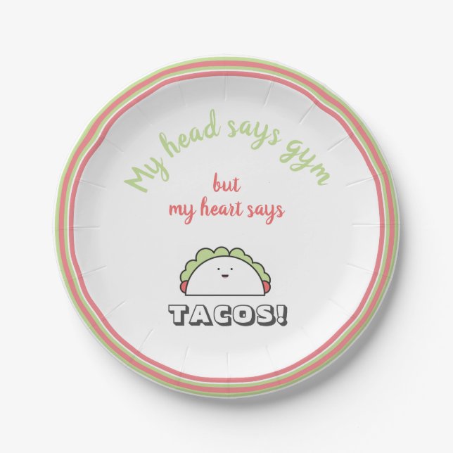 Funny Weight Loss Fitness pink Paper Plate (Front)