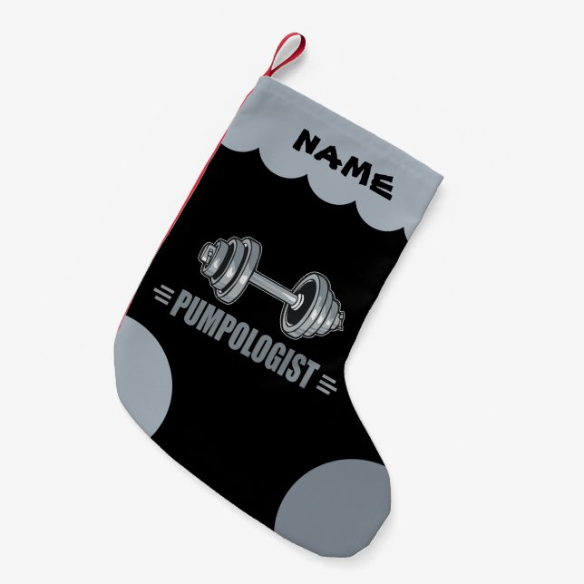 Funny Weightlifting Body Building Small Christmas Stocking (Front (Hanging))