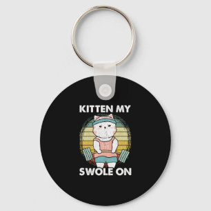 Funny Weightlifting Cat Gym Motivation Animal Keychain