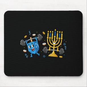 Funny Weightlifting Gym Dreidel Menorah Hanukkah W Mouse Pad