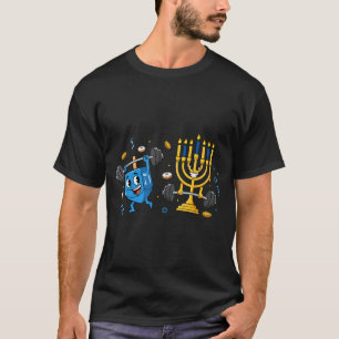 Funny Weightlifting Gym Dreidel Menorah Hanukkah W T-Shirt