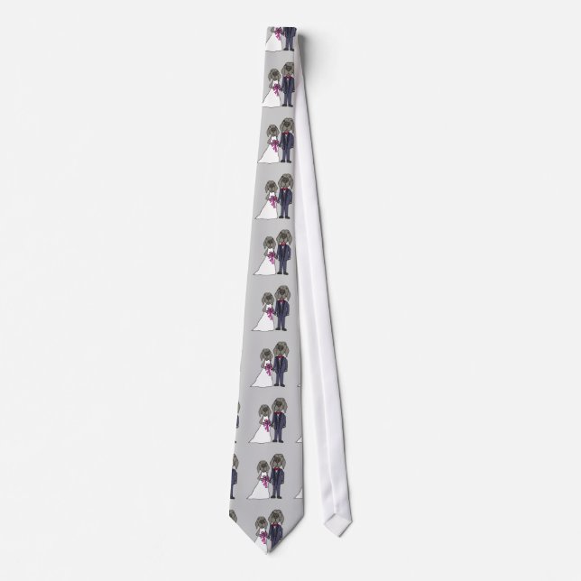Funny Weimaraner Dog Bride and Groom Wedding Tie (Front)