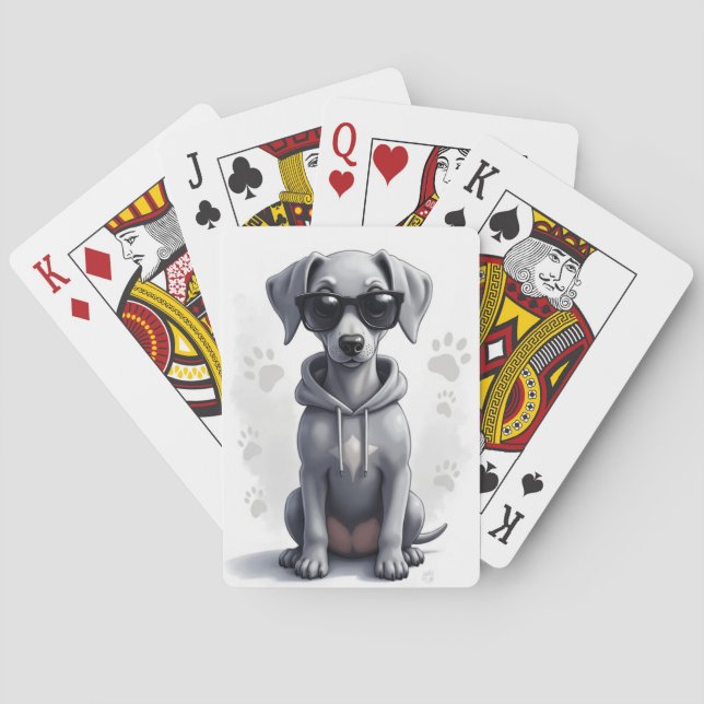 Funny Weimaraner Kawaii Dog Playing Cards (Back)