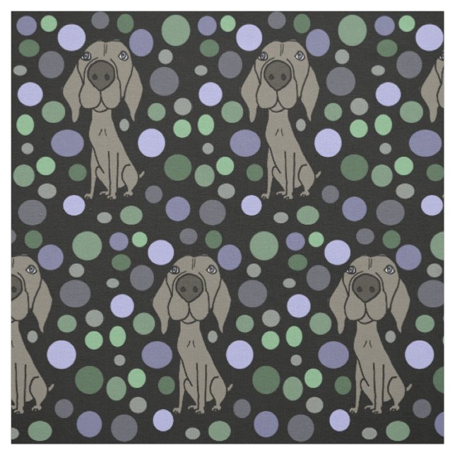 Funny Weimaraner Puppy Dog and Circles Pattern Fabric (Swatch)