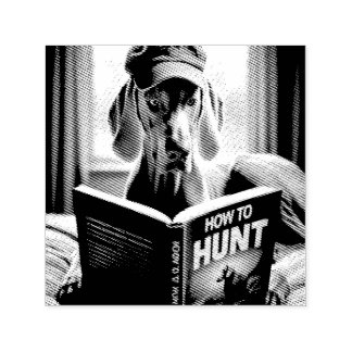 Funny Weimaraner Reading a Book on How to Hunt Self-inking Stamp