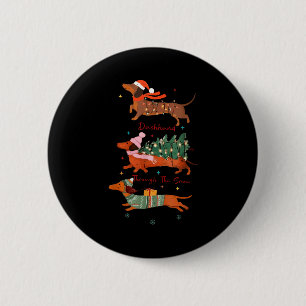 Funny Weiner Dog Dachshund Through The Snow Merry  2 Inch Round Button