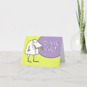 Funny Weird Cartoon Guy Thank You Folded Note Card