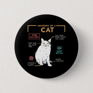 Funny Weird Cat Meme Smiling, Anatomy of A Cat 2 Inch Round Button