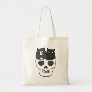 Funny Weird Goth Cats in a Skull Black Cats