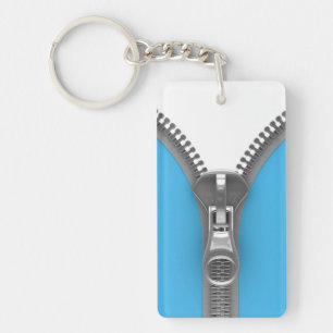Funny Weird Realistic Blue Zipper Keychain