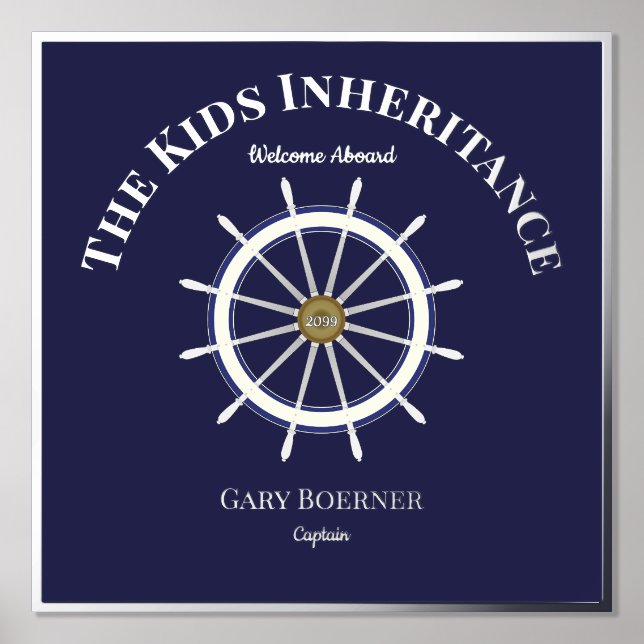 Funny Welcome Aboard Ship's Wheel Foil Text Foil Prints (Front)