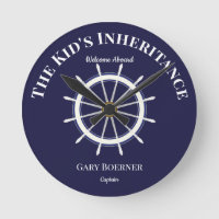 Funny Welcome Aboard Ship's Wheel Wall Clock