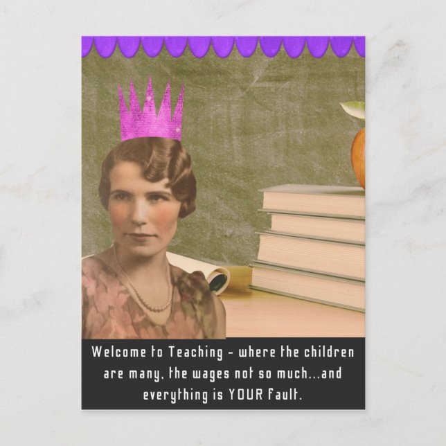 Funny Welcome Teacher Vintage Woman Postcard (Front)