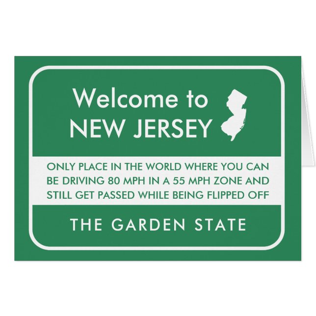 Funny Welcome to New Jersey Greeting Card (Front Horizontal)