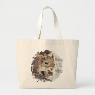 Funny, Welcome to the Nuthouse, Squirrel, Animal Large Tote Bag
