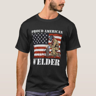 Funny Welder Proud American Welder US Flag T-Shirt