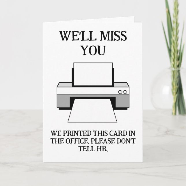 Funny We'll Miss You Office Retirement new Job Card (Front)