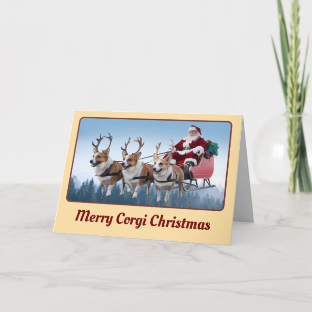Funny Welsh Corgi Christmas  Card (Front)