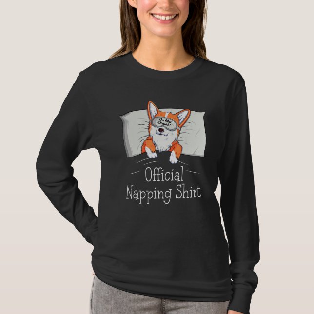Funny Welsh Corgi Power Napper Dog Lover Napping T-Shirt (Front)