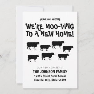 Funny We're Moving Cow Herd New Home Address Announcement
