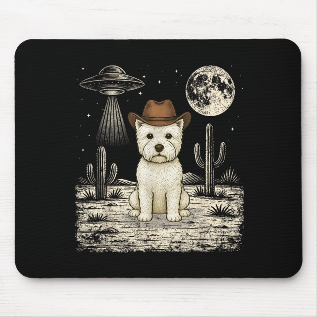 Funny West Highland White Terrier Cowboy Western Mouse Pad (Front)