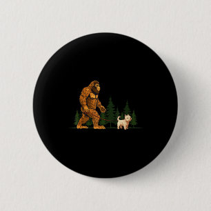 Funny West Highland White Terrier Westie Bigfoot D 2 Inch Round Button