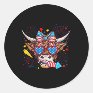 Funny Western America Cow 4th Of July 1 Classic Round Sticker