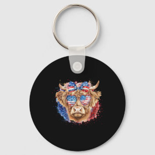 Funny Western America Cow 4th Of July Keychain