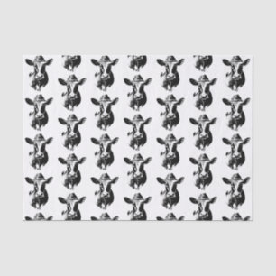 Funny Western Cow Black and White Design Tissue Paper