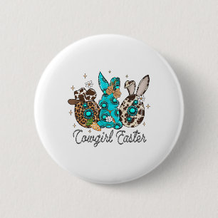 Funny Western Easter Day Cute Bunny Cowgirl Easter 2 Inch Round Button