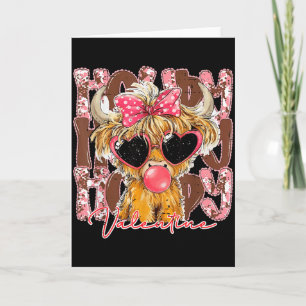 Funny Western Howdy Valentine Highland Cow Bow Lov Card