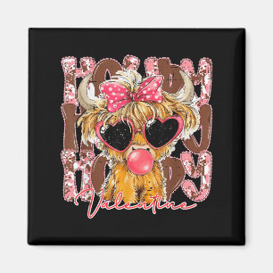 Funny Western Howdy Valentine Highland Cow Bow Lov Magnet