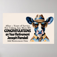 Funny Western Retirement Party Cow No More BS 