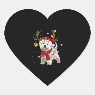 Funny Westie Christmas Tee Reindeer Christmas Heart Sticker