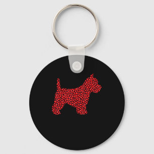 Funny Westie Dog Lover Hearts Love Westie Valentin Keychain