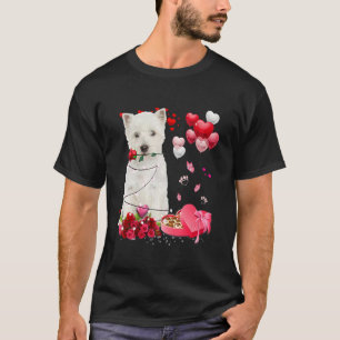 Funny Westie Rose Heart Happy Valentine Day Dog Mo T-Shirt