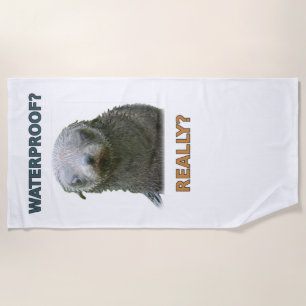 Funny Wet Seal Pup Beach Towel