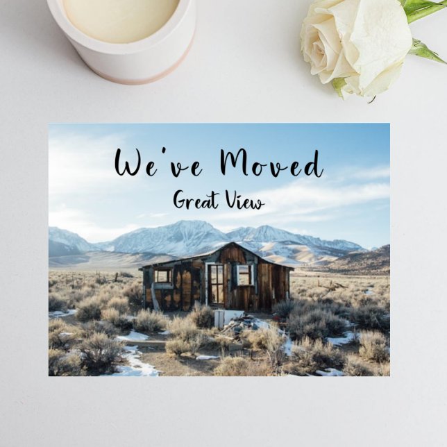 Funny We've Moved Abandoned House Great View Announcement Postcard (Creator Uploaded)