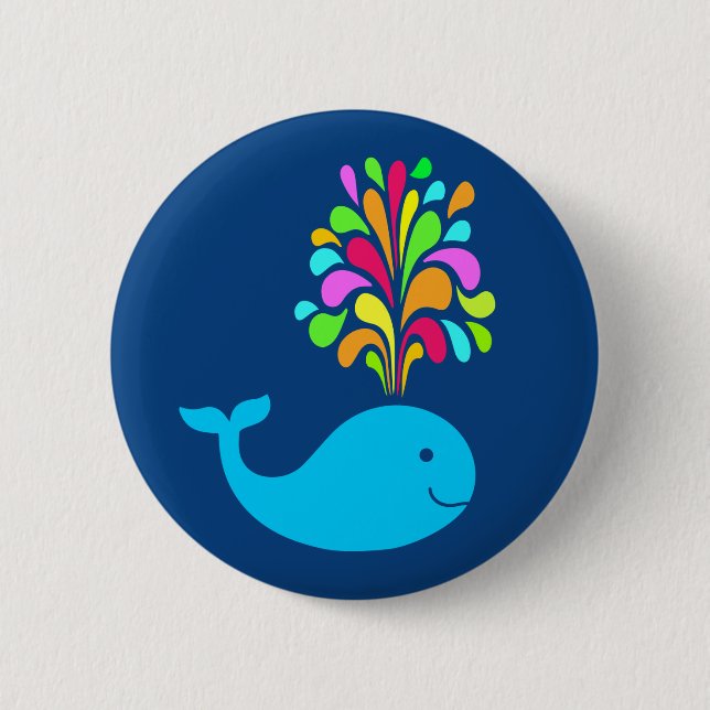 Funny whale 2 inch round button (Front)